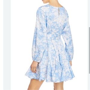 Elegant Blue Floral Women's Dress